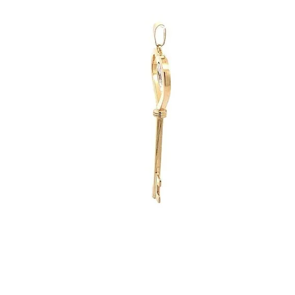 18K Yellow Gold Pendant Key Heart 1.59 grams - Picture 10 of 13